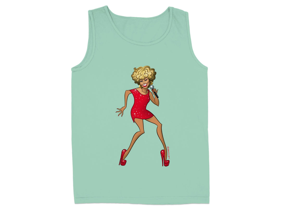 Retro Cartoon Diva Singing Art Printed Tank product