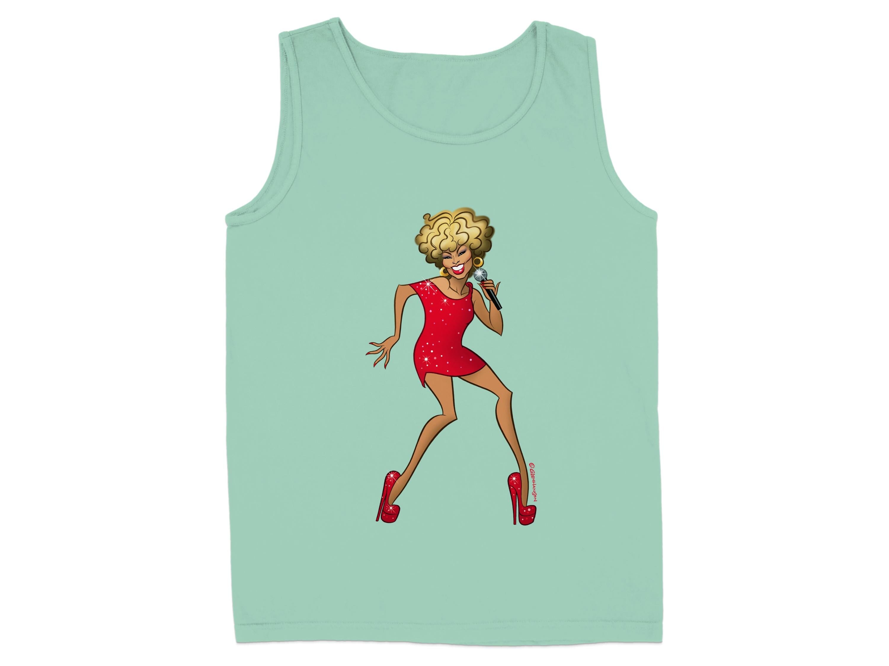Retro Cartoon Diva Singing Art Printed Tank product