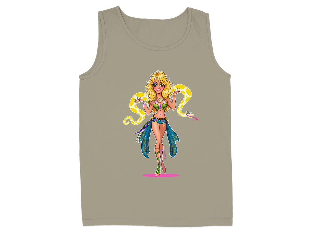 Vibrant Blonde Cartoon Character Printed Tank Top product