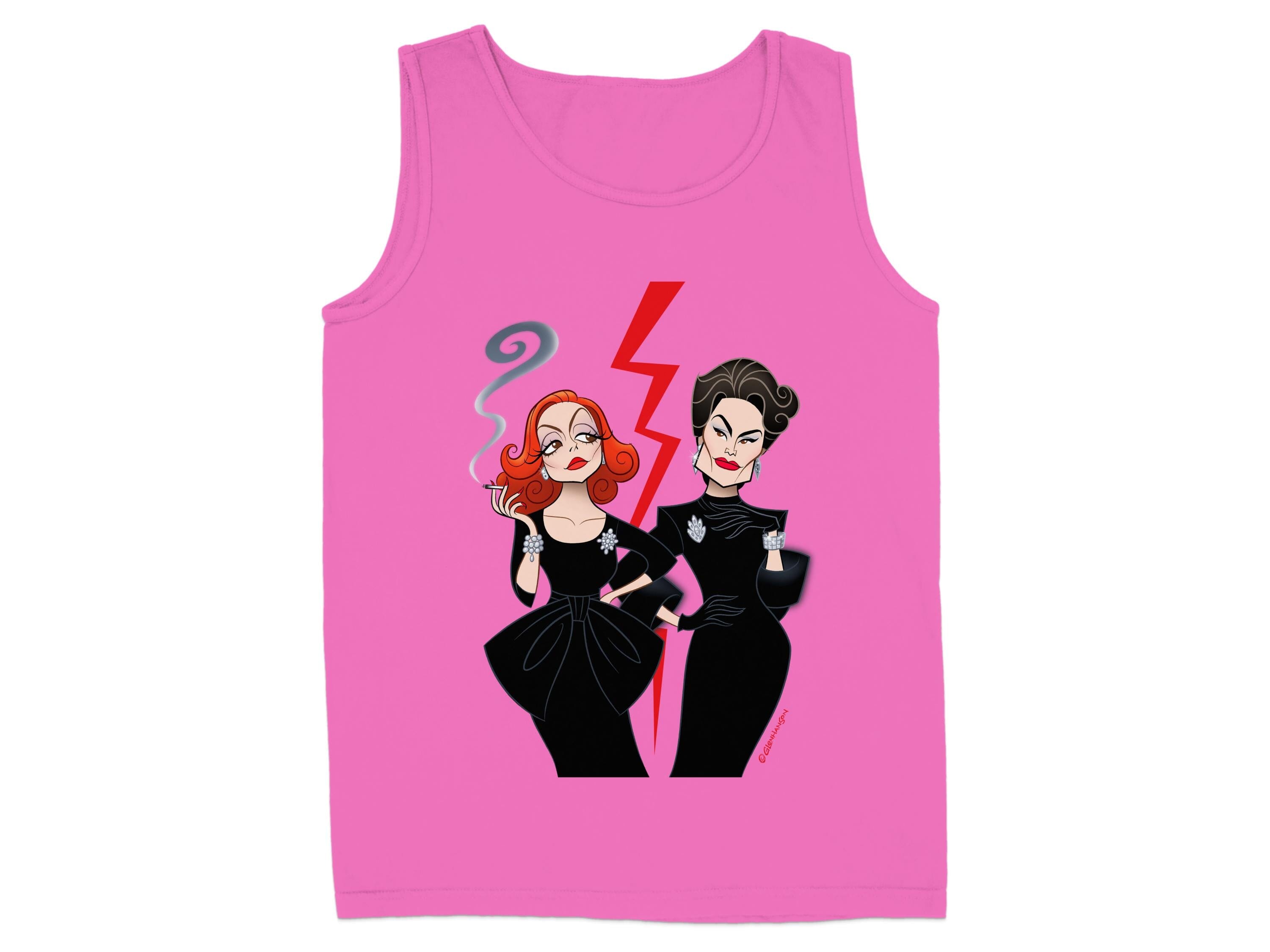 Stylish Cartoon Characters Print Pink Tank Top product type
