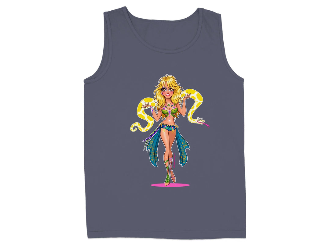 Cartoon Blonde Girl with Snake Printed Tank Top product type