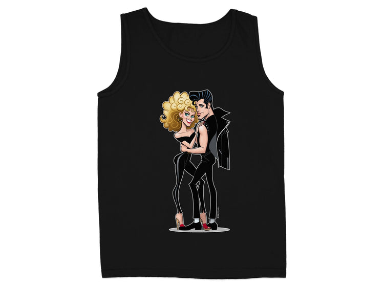 Retro Couple Graphic Print Black Tank Top product