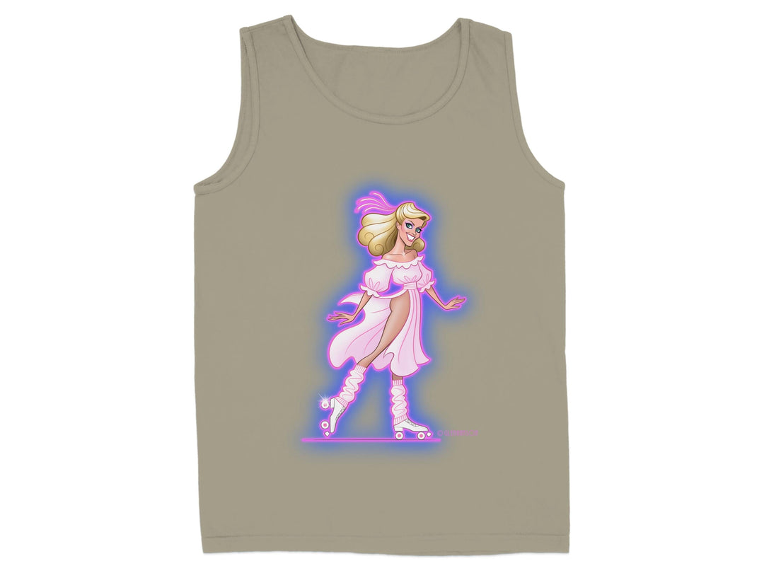 Neon Roller Skater Graphic on Beige Tank Top product type