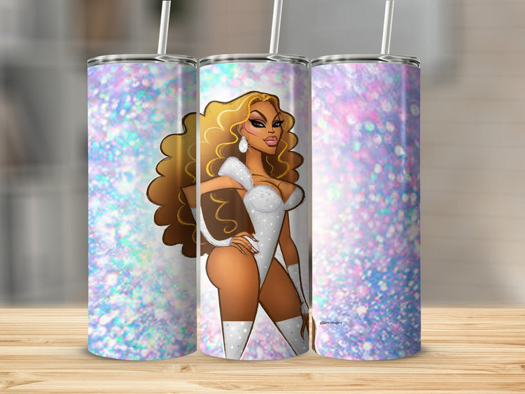 Glittery Diva Cartoon Character Print Tumbler product