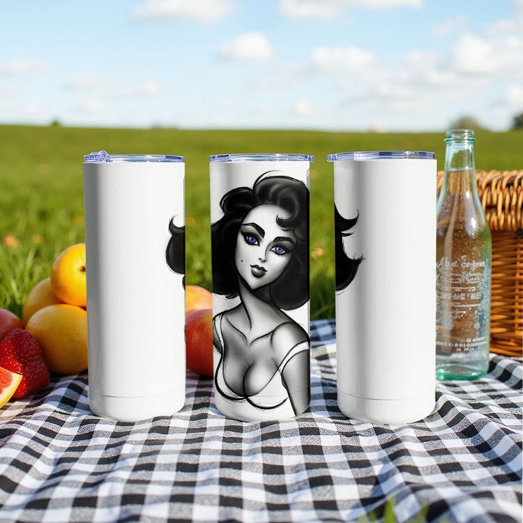 Stylish Black and White Portrait Insulated Drinkware product