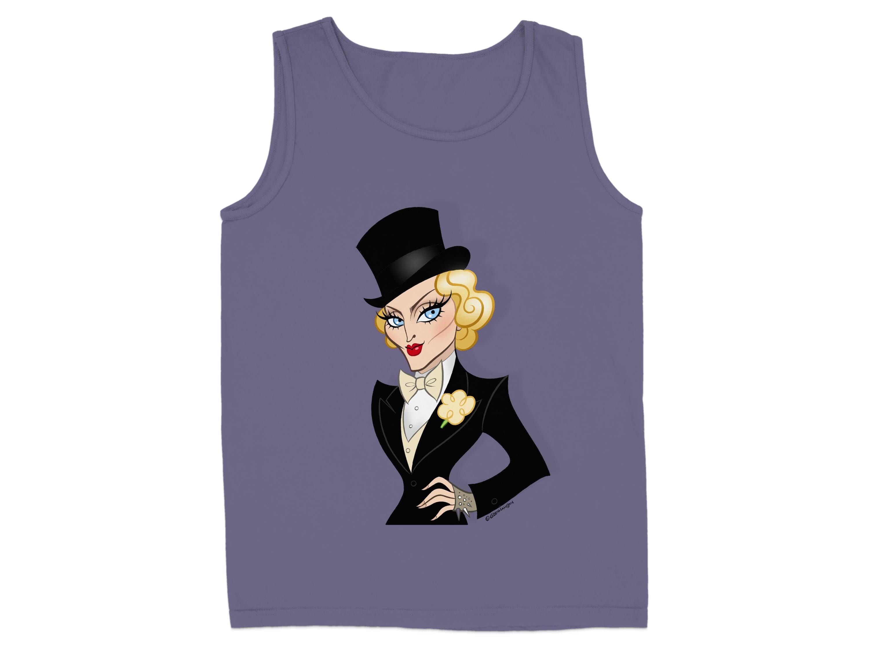 Glamorous Cartoon Lady with Top Hat Tank Top product
