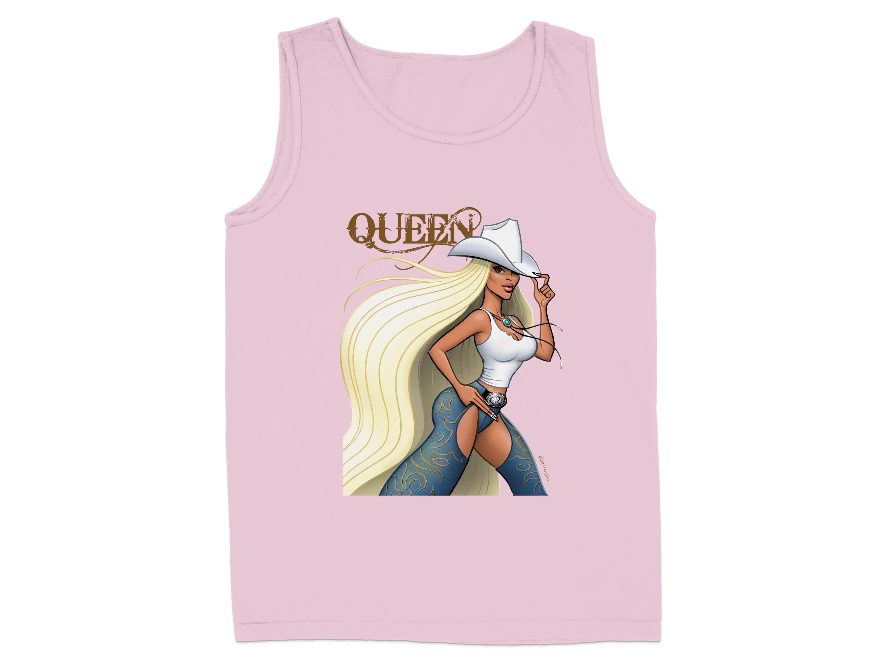 Queen Illustration on Pink Tank Top product type